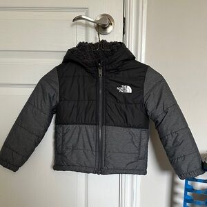 The North Face Black and Charcoal Hooded Jacket Reversible